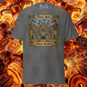 Dost Thou Even Hoist Cartoon Knight Shirt Medieval Dragon Castle Gym Tee, Funny Workout Lifting Apparel Bodybuilding Fitness Shirt