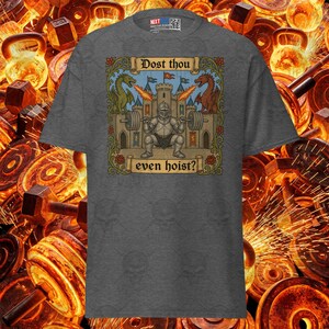 Dost Thou Even Hoist Cartoon Knight Shirt Medieval Dragon Castle Gym Tee, Funny Workout Lifting Apparel Bodybuilding Fitness Shirt