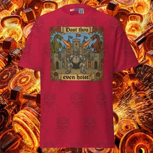 Dost Thou Even Hoist Cartoon Knight Shirt Medieval Dragon Castle Gym Tee, Funny Workout Lifting Apparel Bodybuilding Fitness Shirt