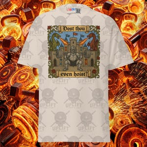 Dost Thou Even Hoist Cartoon Knight Shirt Medieval Dragon Castle Gym Tee, Funny Workout Lifting Apparel Bodybuilding Fitness Shirt