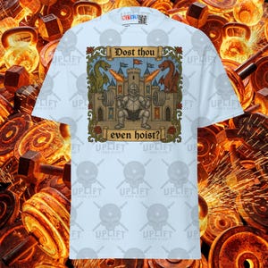 Dost Thou Even Hoist Cartoon Knight Shirt Medieval Dragon Castle Gym Tee, Funny Workout Lifting Apparel Bodybuilding Fitness Shirt