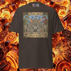 Dost Thou Even Hoist Cartoon Knight Shirt Medieval Dragon Castle Gym Tee, Funny Workout Lifting Apparel Bodybuilding Fitness Shirt