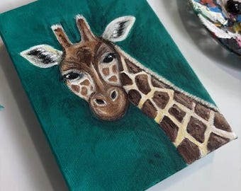 Minigirafschilderij: smaragdgroene gestructureerde achtergrond