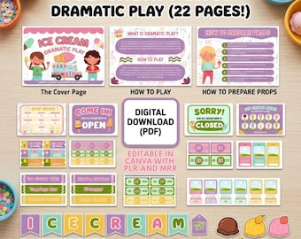 Kit stampabile per il gioco di ruolo "Gelateria" (modificabile su Canvas)