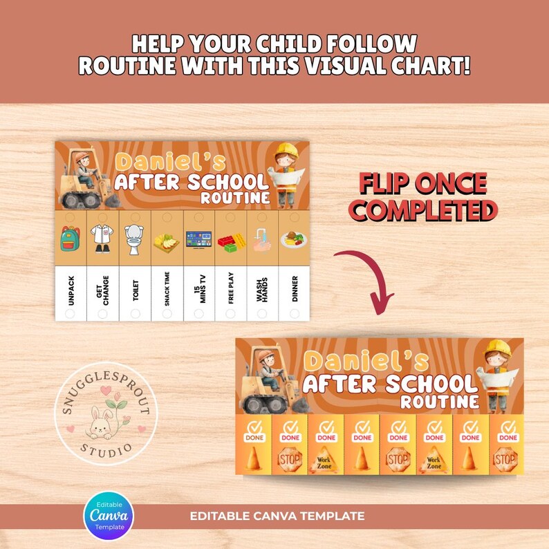 Editable Kids Routine Flip Chart | Toddler Chore Daily Habit Tracker ...