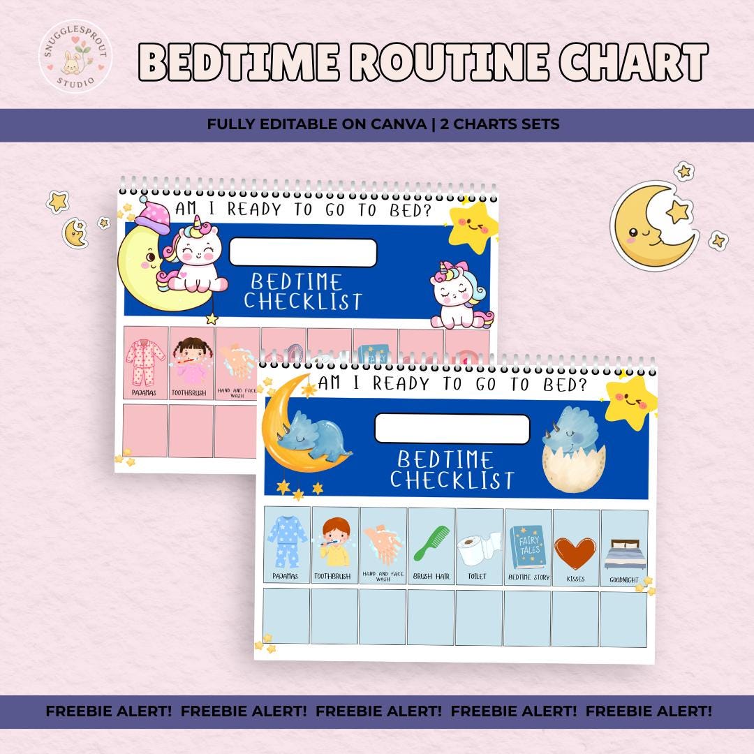 Editable Bedtime Routine Chart for Kids | Toddler Nightly Checklist ...