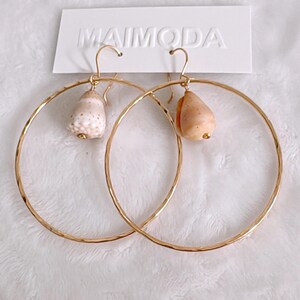 Cone Shell Hoops Earrings: large 14k Gold Filled hoops