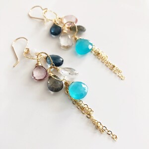 Earrings  Ava - gemstones earrings - rainbow drop earrings - blue earrings - bridesmaid gift (E297)