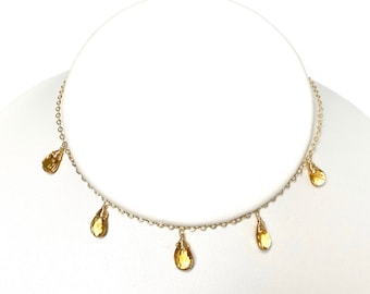 Citrine Choker Necklace: Gold Filled, November Birthstone