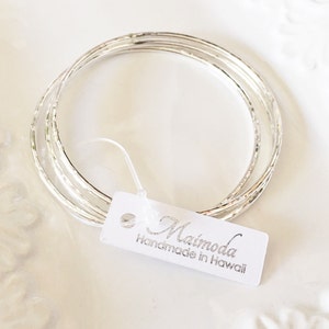 Erin bangles set - sterling silver bangle - hammered bangles set - minimalist jewelry ( B288)