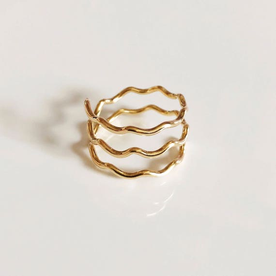 Bagues Or 14 Carats Ceniaioe - Imperméables Empilables Vintage