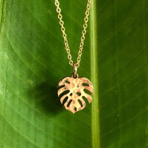 Monstera necklace - monstera charm - monstera jewelry (N285)