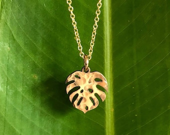 Monstera necklace - monstera charm - monstera jewelry (N285)