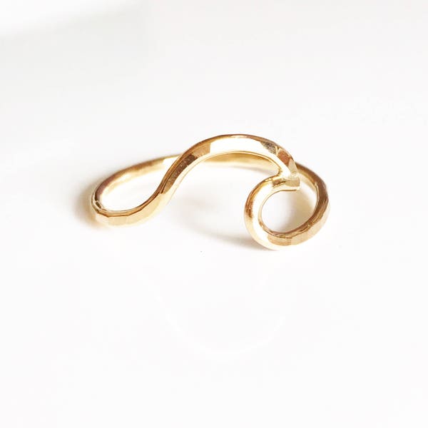 Ring Nalu - Wave ring - hand shaped ocean wave ring - beach jewelry - gold filled ring - Hawaiian wave jewelry. (R101)