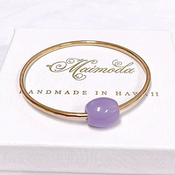 Bangle KEIKE - Lavender jade bead bangle - floating jade bangle - beach bangle (B551)