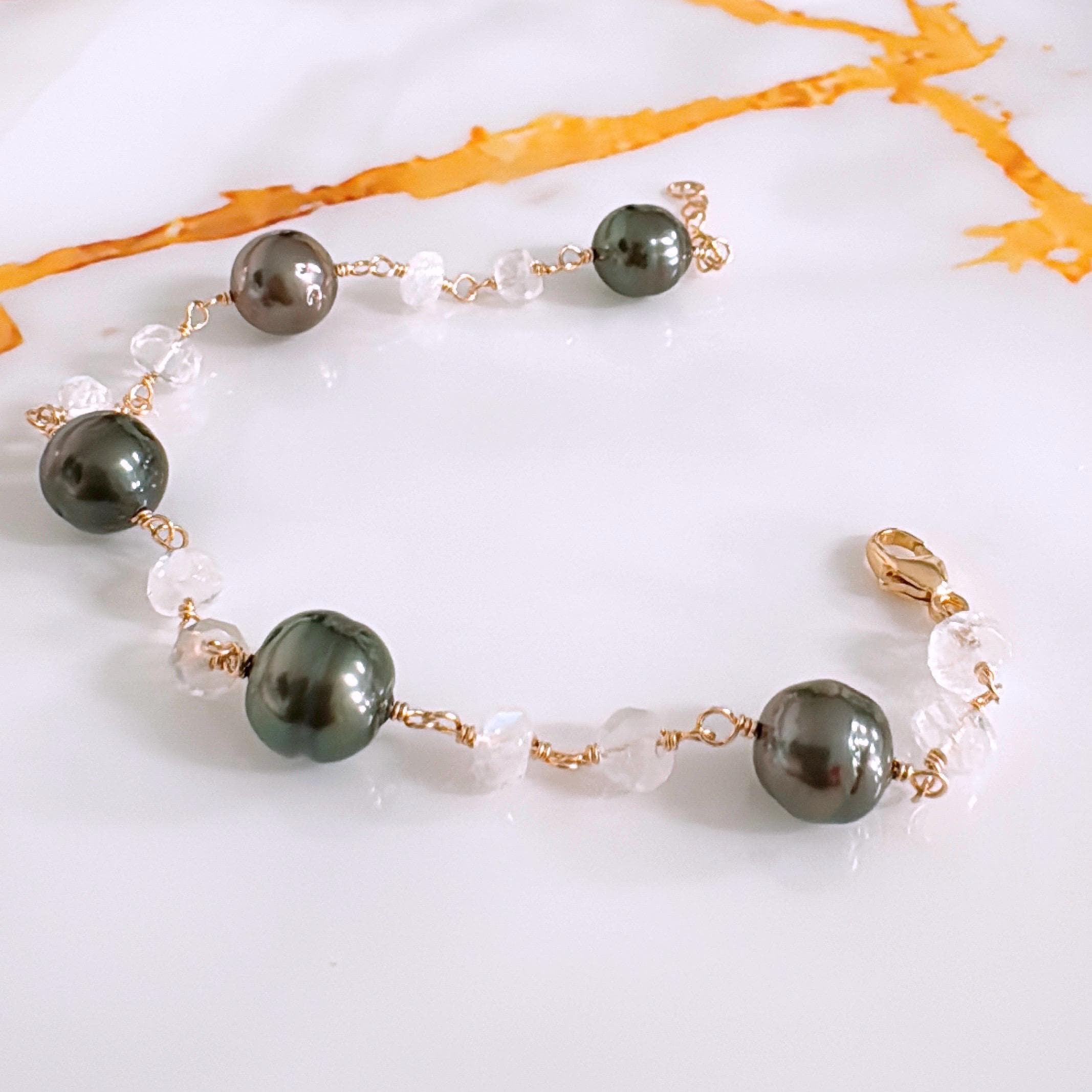 タヒチアンパール ラボラドライト ブレスレット Maimoda Jewelry MaimodaJewelry - Etsy