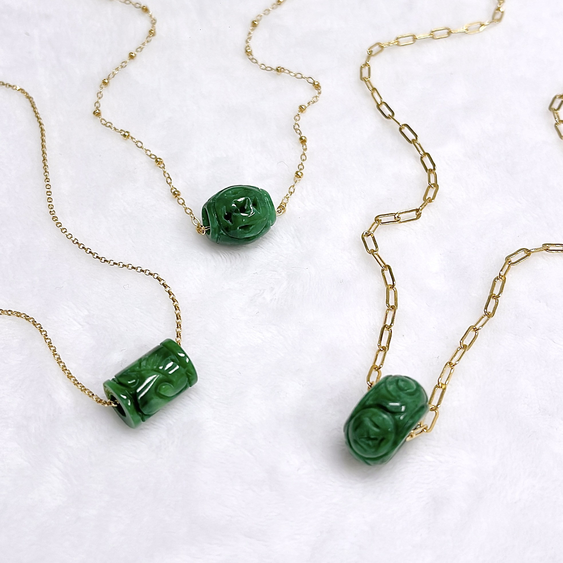 Carved jade hotsell bead necklace