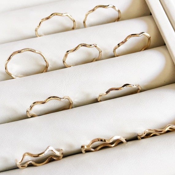 UNAHI Rings Set - Wavy Rings Set - Wavy Stacking Rings
