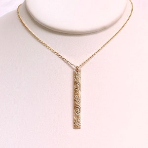 Necklace MELIA 5mm heirloom bar necklace Hawaiian bar necklace vertical bar necklace N426 image 1