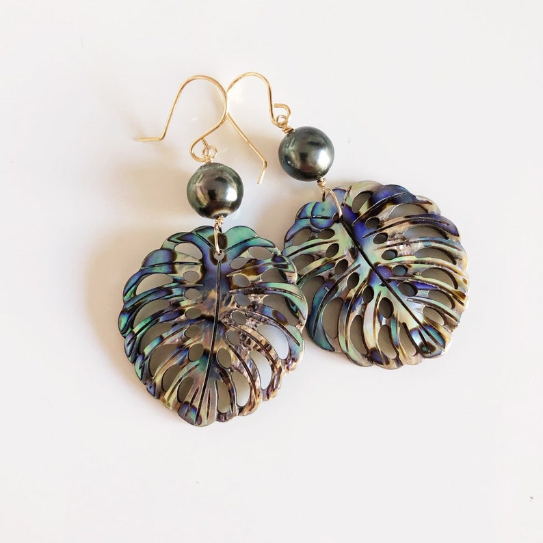 •MONSTERA• silver dangle earrings