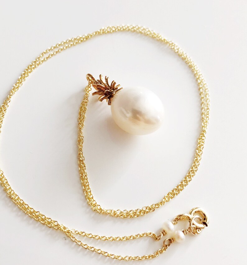 Pineapple Pearl Necklace Pineapple Pendant Pineapple Etsy