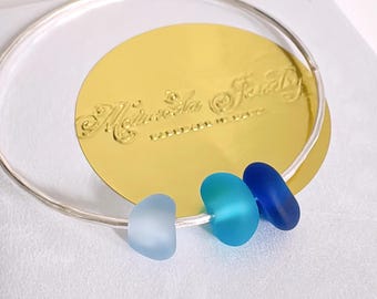Ombré Sea Glass Bangle: Sterling Silver Beach Jewelry