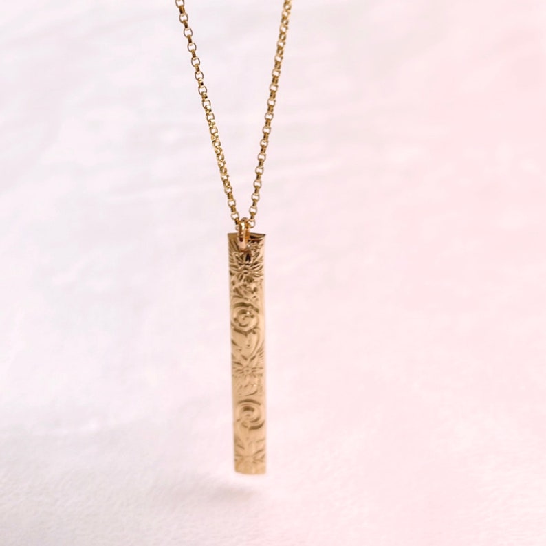 Necklace MELIA 5mm heirloom bar necklace Hawaiian bar necklace vertical bar necklace N426 image 3