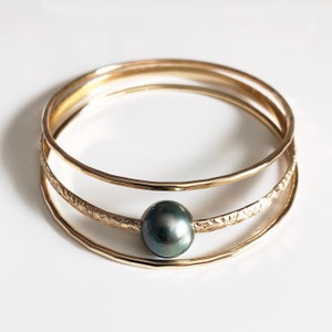 MOANI bangles set - tahitian pearl bangle set - heirloom bangle set (B431)