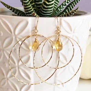Earrings RACHEL - citrine earrings - citrine hoops earrings - birthstone earrings (E447)
