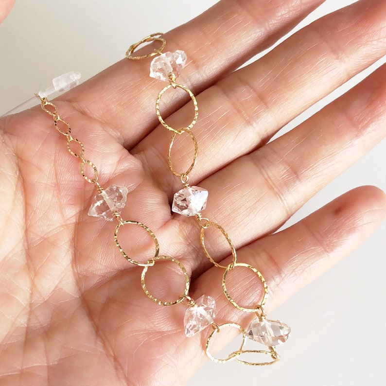 Bracelet ABELLA herkimer diamond bracelet tin cup bracelet Etsy