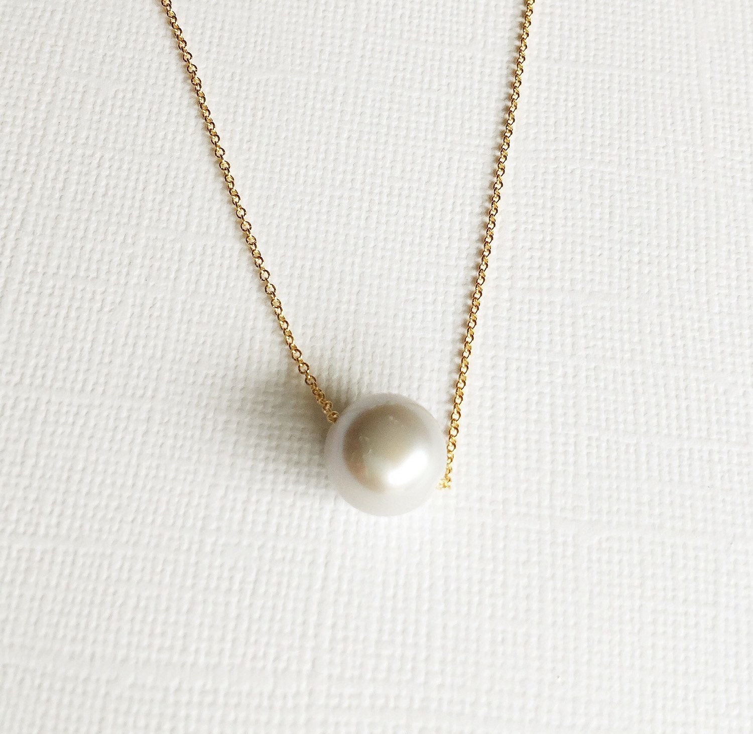 Necklace Kea Silver Pearl Necklace Floating Pearl Necklace - Etsy