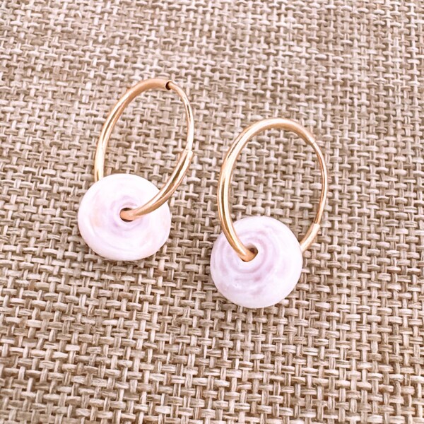 Puka Shell Hoop Earrings: Gold Filled Endless Hoops