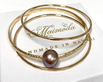 MOANI bangles set - Lavender Edison pearl bangle - Hawaiian heirloom bangle (B541)