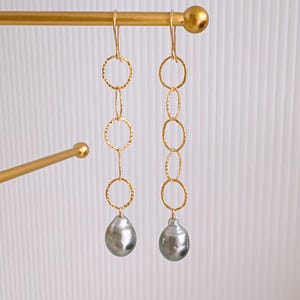 Earrings ABELLA- Tahitian pearl earrings - silver Tahitian pearls drop earrings