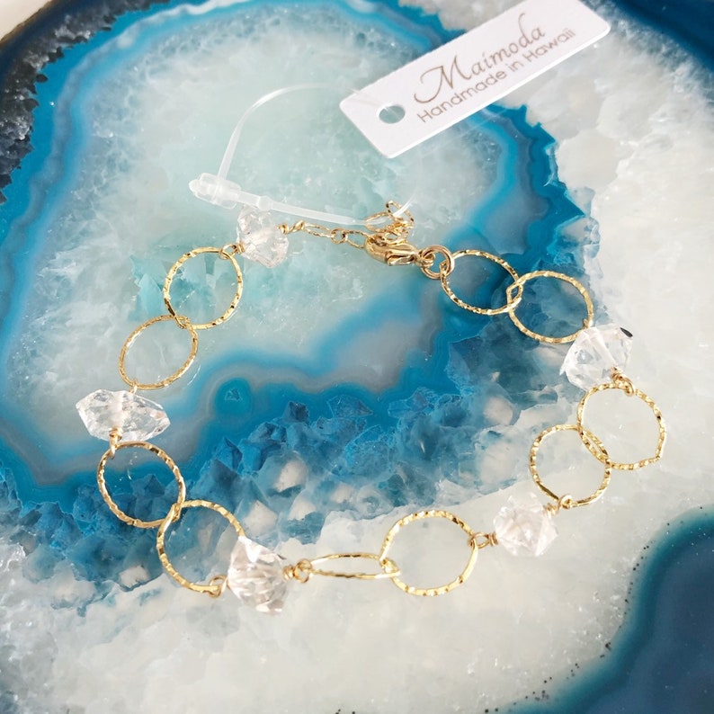 Bracelet ABELLA herkimer diamond bracelet tin cup bracelet Etsy