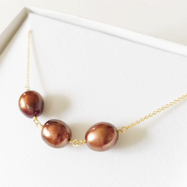 Necklace Maddi - Chocolate pearls necklace (N168)