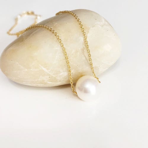 Necklace Kea White Pearl Necklace Floating Pearl Necklace Etsy