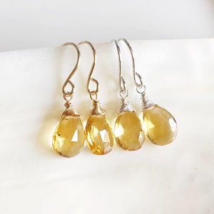 Earrings NALANI - citrine earrings - small citrine dangle - November birthstone earrings - bridesmaid gift (E443)