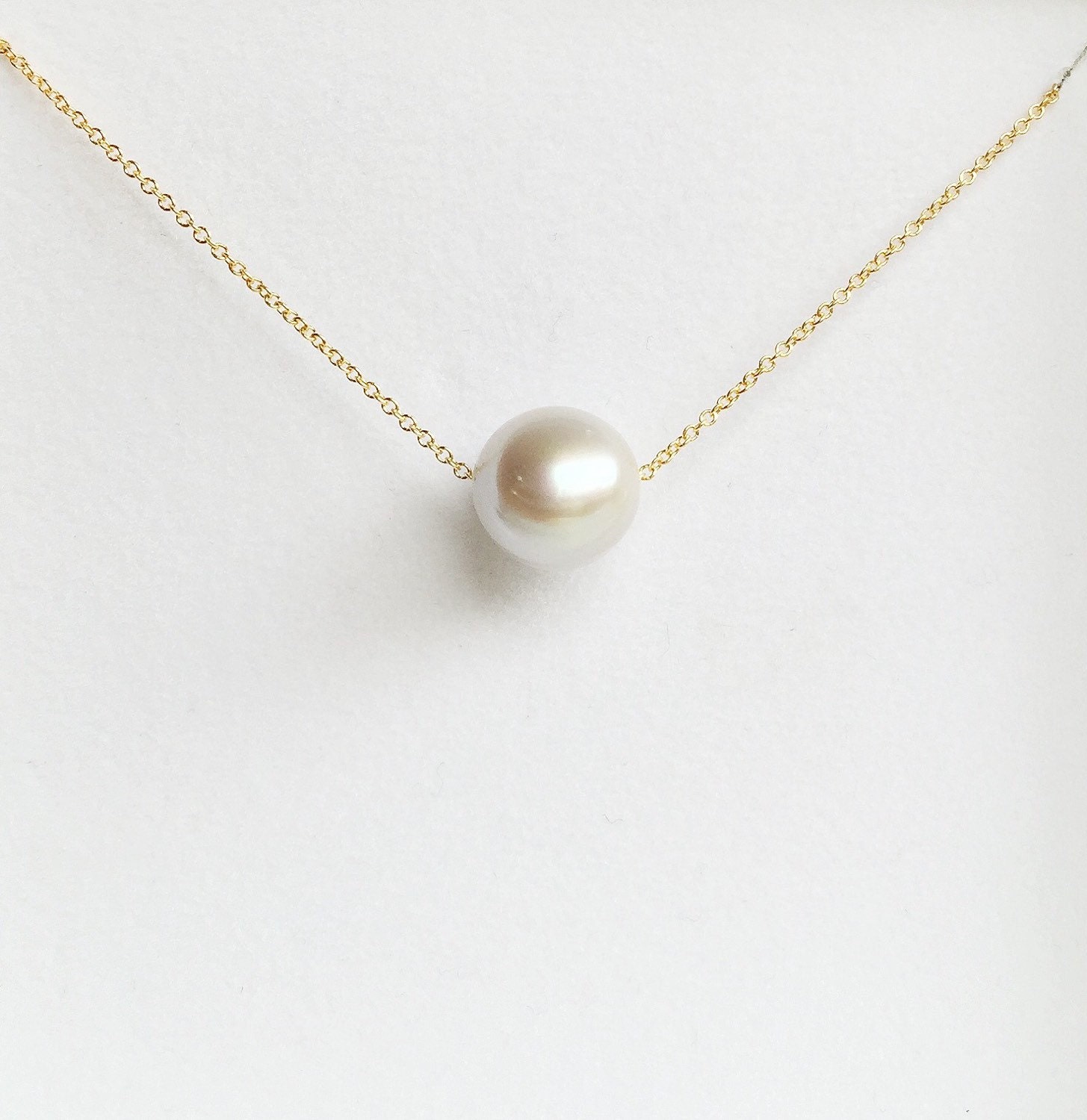 Necklace Kea Silver Pearl Necklace Floating Pearl Necklace - Etsy