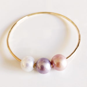Bangle PAIGE - triple pearls bangle - Edison pearls bangle - lavender pearl (B387)