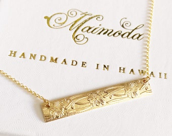 Necklace Melia - 8mm heirloom bar necklace  - Hawaiian heirloom necklace (N317)