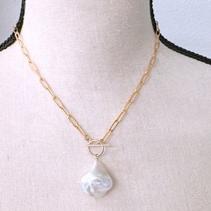 Necklace ARIELLA - large keshi pearl necklace.