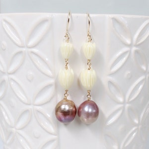 Pikake earrings - Edison pearl earrings - pikake jewelry (E566)