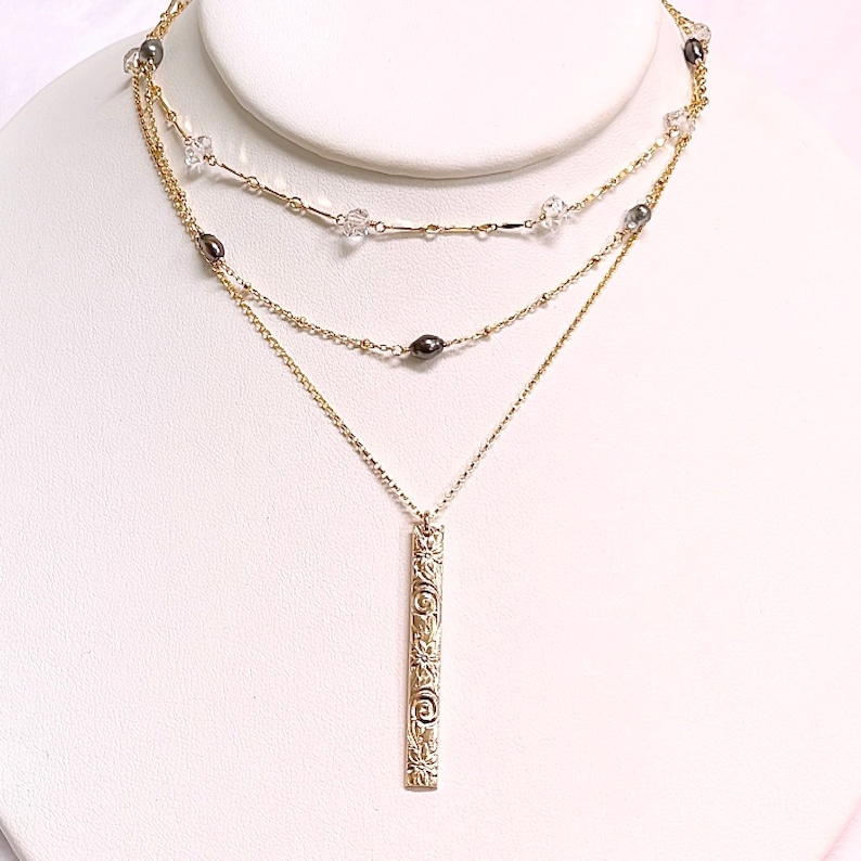 Necklace MELIA 5mm heirloom bar necklace Hawaiian bar necklace vertical bar necklace N426 image 4