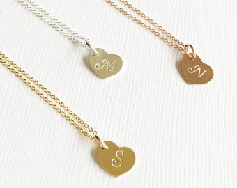 Necklace Arie - Heart charm necklace- Monogram necklace- Initial necklace - Hand stamped necklace- Personalized jewelry. (N132)