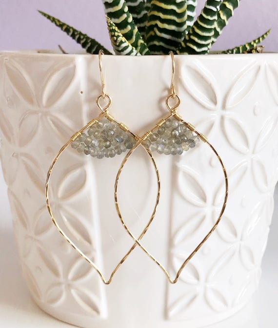 Facet Labradorite Lotus Earrings Facet Labradorite Lotus Earrings
