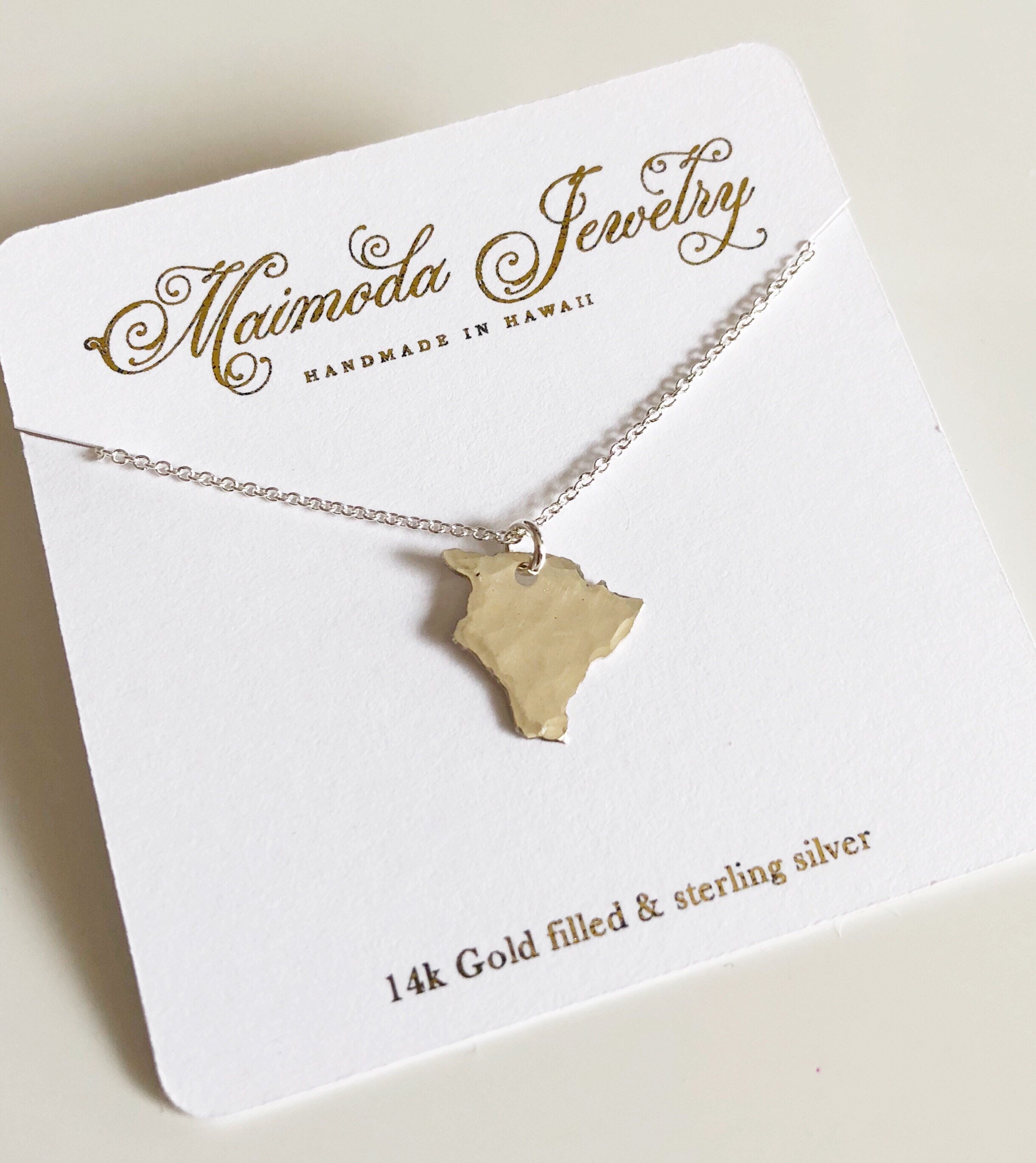 Sterling Silver Big Island Necklace: Hammered Hawaiian Jewelry 