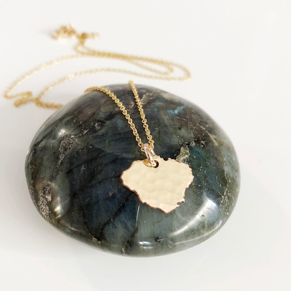 Hammered Kauai Charm Necklace: Sterling Silver Hawaiian Island Jewelry