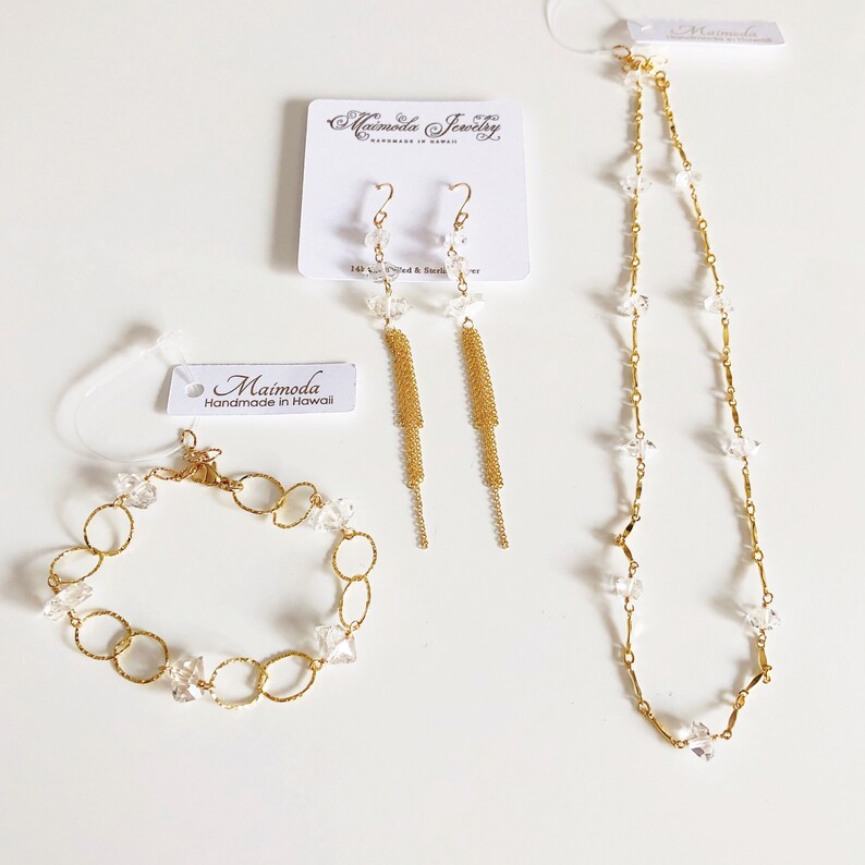 Bracelet ABELLA herkimer diamond bracelet tin cup bracelet Etsy