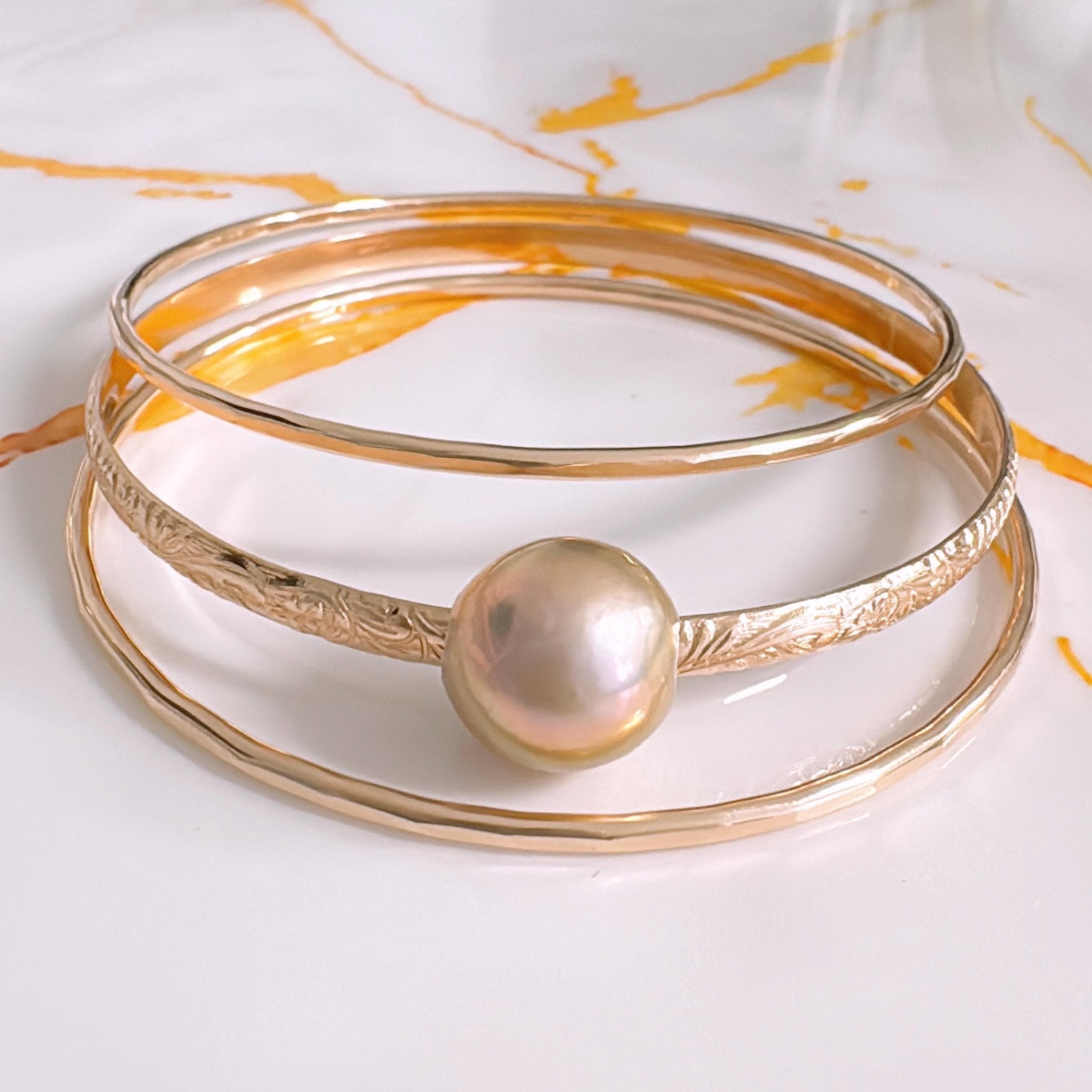 タヒチアンパール　バングル　Maimoda Jewelry タヒチアンパール13mmメンズバングル MAILE(マイレ